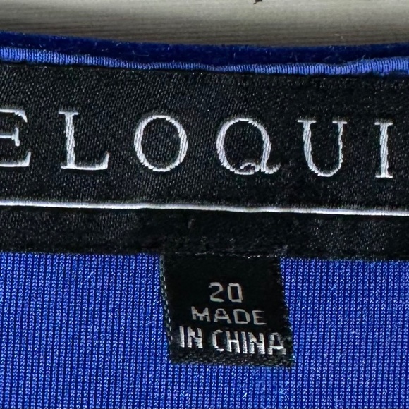 Eloquii Velvet Velour Dress 20 2X Belted Cobalt Royal Blue Holiday Party VNeck - Picture 4 of 5